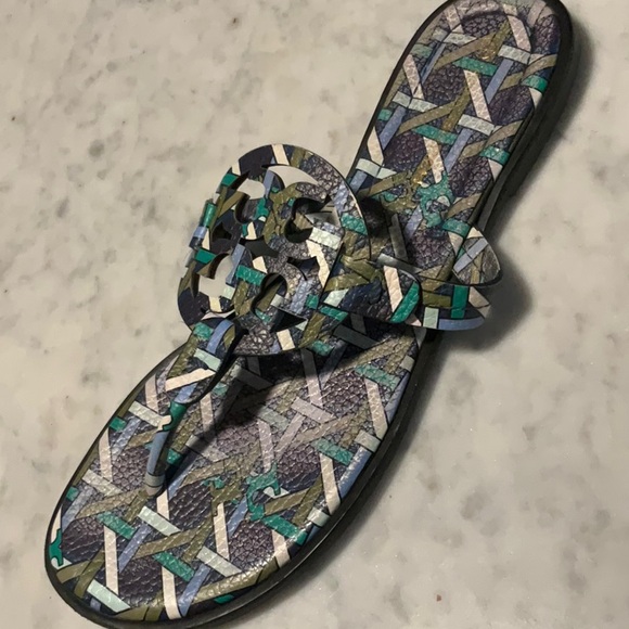 Tory Burch Green and Blue Miller Sandal - Picture 2 of 3